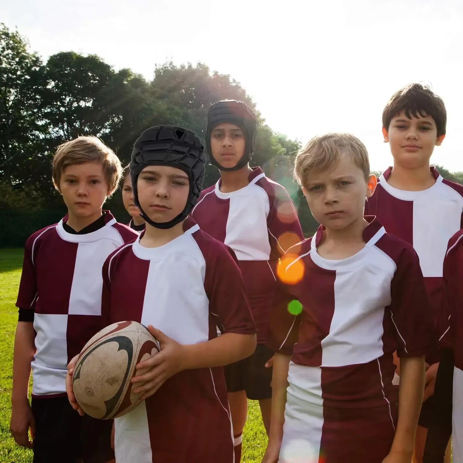 Rugby Helmet Headguard Headgear for Soccer Cap Head Protector Soft Protective Helmet for Kids Youth Football Visor