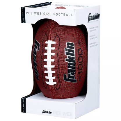 Franklin Sports 1000 Series Grip Rite Peewee Football - Brown: Size 6, Butyl Bladder,