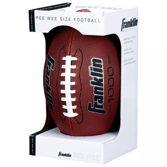 Franklin Sports 1000 Series Grip Rite Peewee Football - Brown: Size 6, Butyl Bladder,
