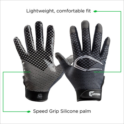 | Game Day Football Receiver Gloves with Silicone Grip | Child | Small/Medium | Black