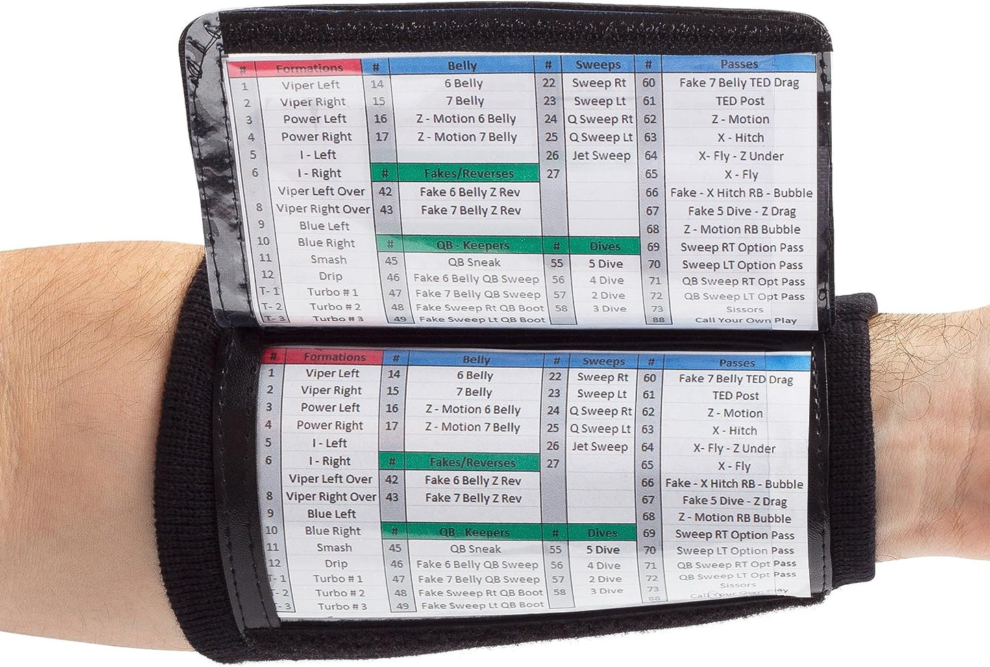 Football Play Wristbands - Youth Quarterback Gear - Wristband Playbook - Softbal