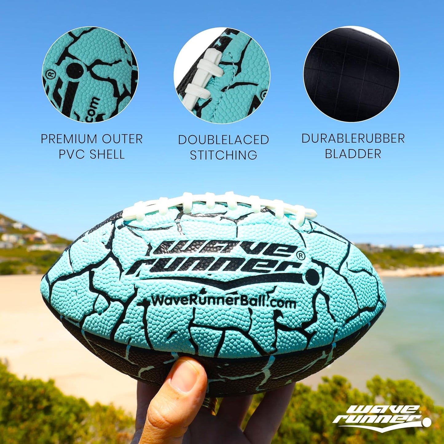 Grip It Waterproof Junior Size Football, 9.25 Size, Durable & Double Laced, Perfect for Beach Accessories, Kids Games, Pool Toys, Outdoor Games, All-Weather Indoor & Outdoor Play