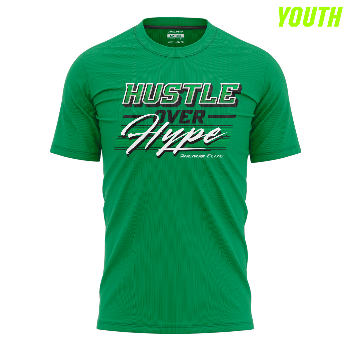 Hustle Over Hype Retro Kelly Green Graphic Tee - Youth