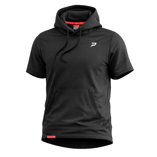 Nano Fleece Short Sleeve Performance Hoodie – Heather Black | Youth & Adult