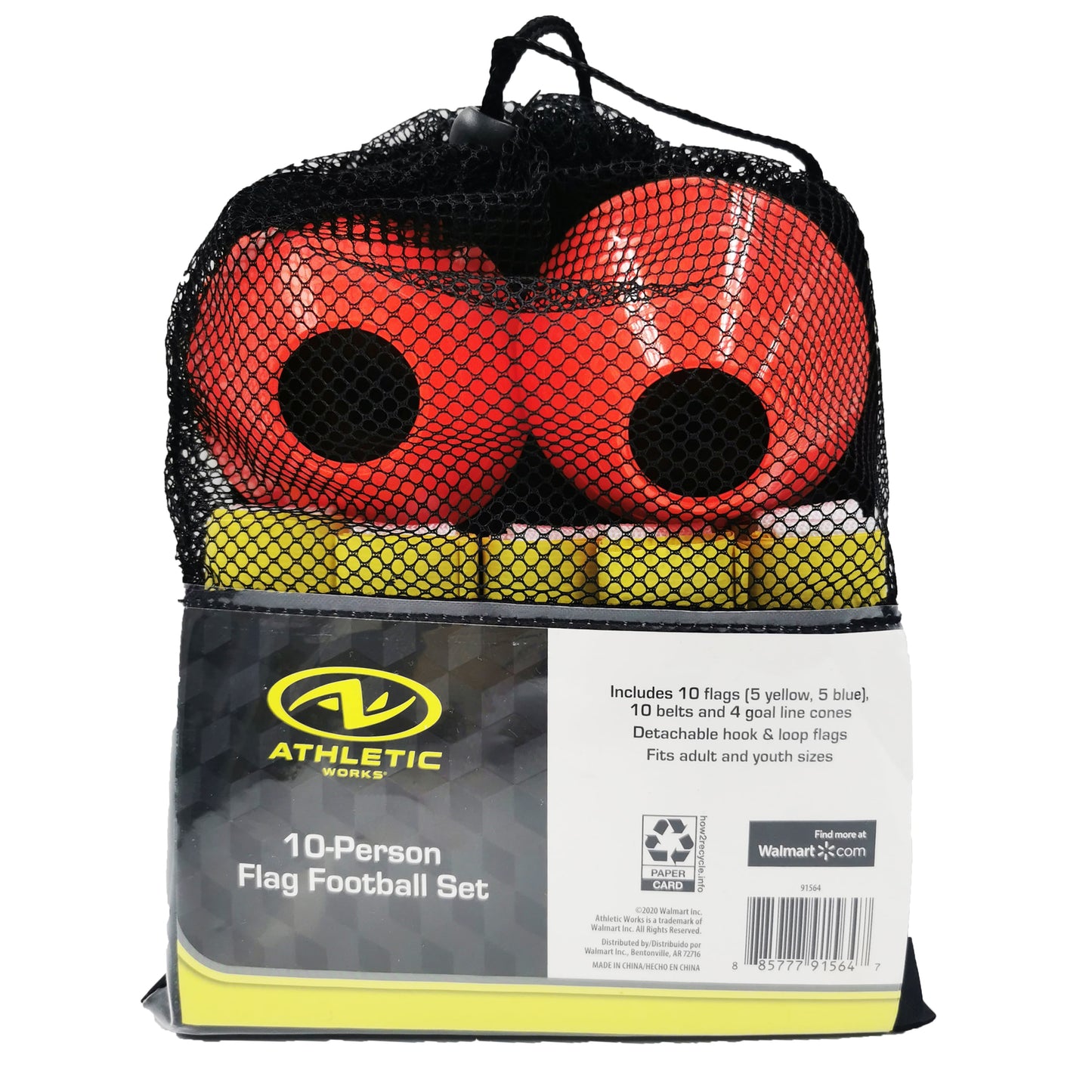 (3 Pack)  10 Person Flag Football Set with Carrying Bag, Blue Yellow