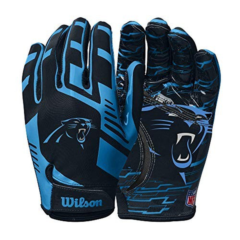 Adult NFL Stretch Fit Football Gloves Carolina Panthers Tacky Grip One Size