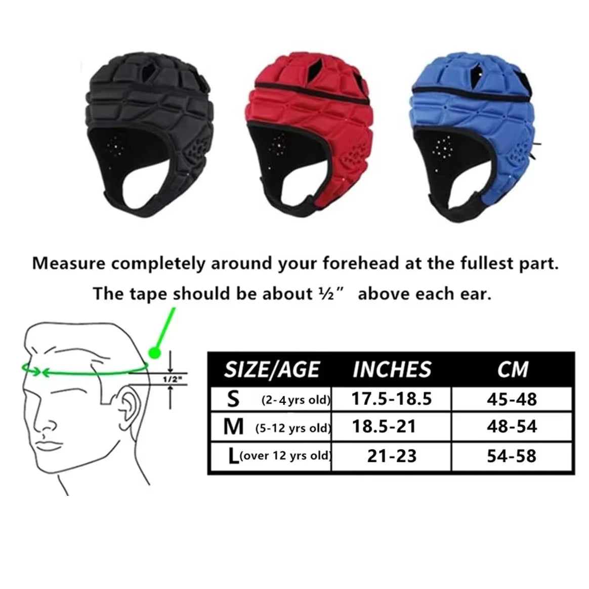 Rugby Helmet Headguard Headgear for Soccer Cap Head Protector Soft Protective Helmet for Kids Youth Football Visor